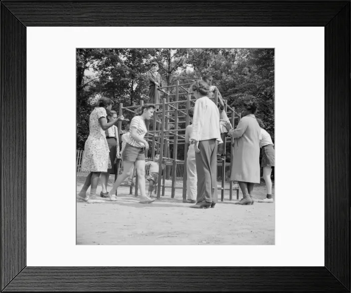 Framed Print : Mothers supervising their children at Camp Ellen Marvin, Arden, New York, 1943. Creator: Gordon Parks Framed Print : Mothers supervising their children at Camp Ellen Marvin, Arden, New York, 1943. Creator: Gordon Parks