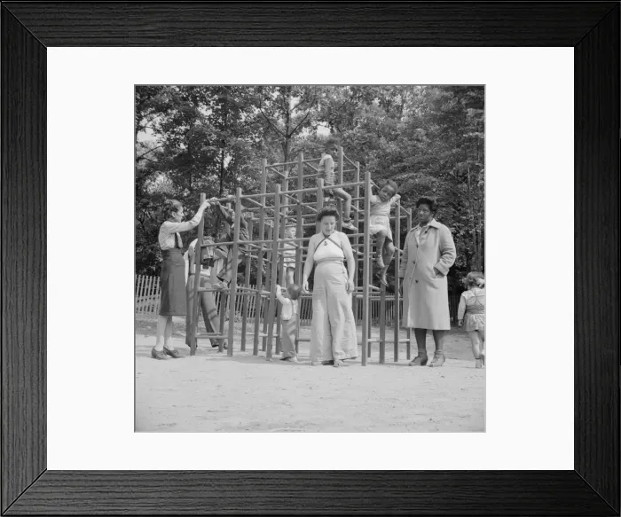 Framed Print : Mothers supervising their children at Camp Ellen Marvin, Arden, New York, 1943. Creator: Gordon Parks Framed Print : Mothers supervising their children at Camp Ellen Marvin, Arden, New York, 1943. Creator: Gordon Parks