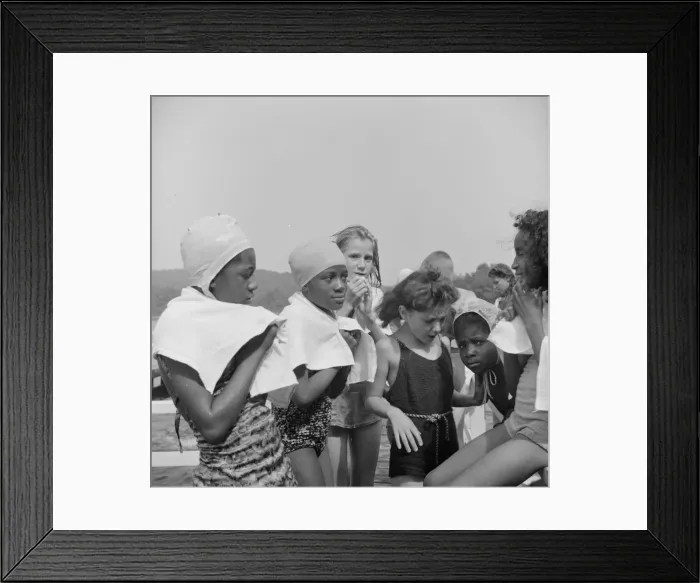 Framed Print : The end of a swimming period, Camp Christmas Seals, Haverstraw, New York, 1943. Creator: Gordon Parks Framed Print : The end of a swimming period, Camp Christmas Seals, Haverstraw, New York, 1943. Creator: Gordon Parks