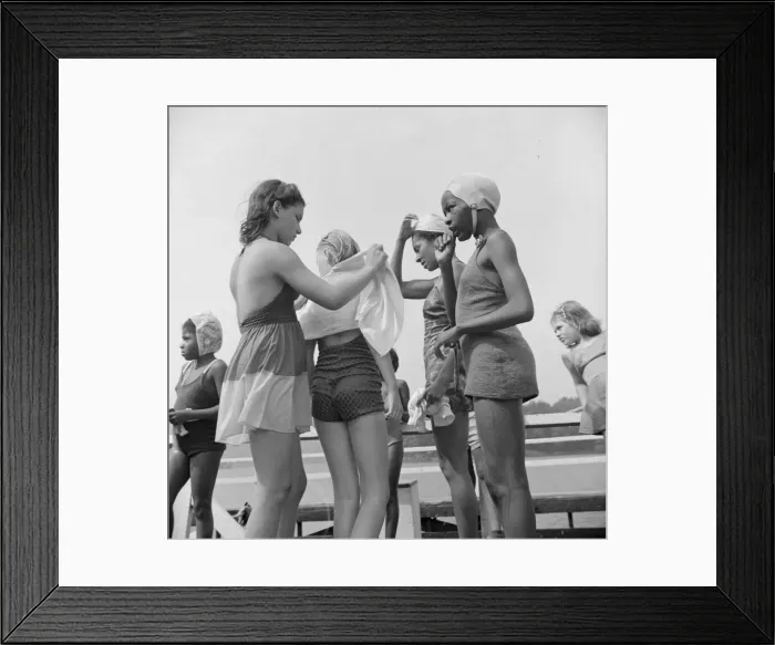 Framed Print : The end of a swimming period, Camp Christmas Seals, Haverstraw, New York, 1943. Creator: Gordon Parks Framed Print : The end of a swimming period, Camp Christmas Seals, Haverstraw, New York, 1943. Creator: Gordon Parks