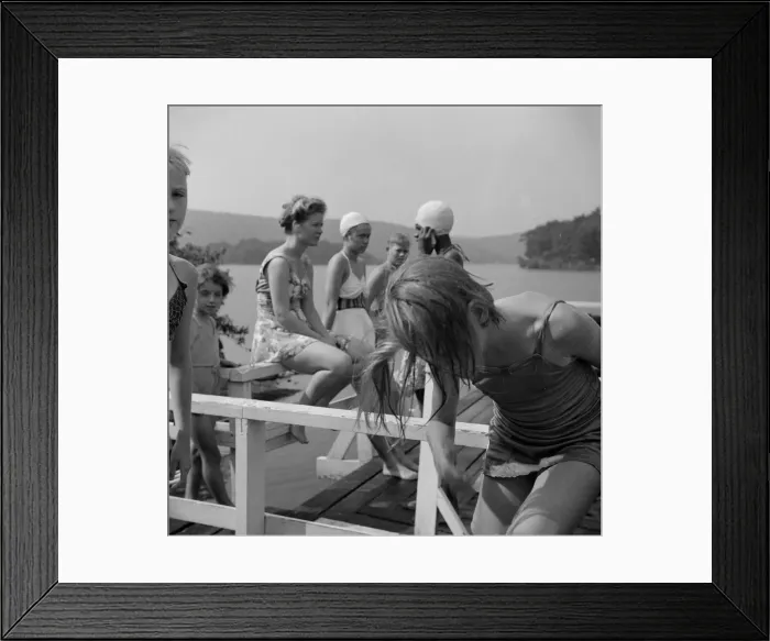 Framed Print : Sun bathing on Lake Tiorati, Camp Christmas Seals, Haverstraw, New York, 1943. Creator: Gordon Parks Framed Print : Sun bathing on Lake Tiorati, Camp Christmas Seals, Haverstraw, New York, 1943. Creator: Gordon Parks
