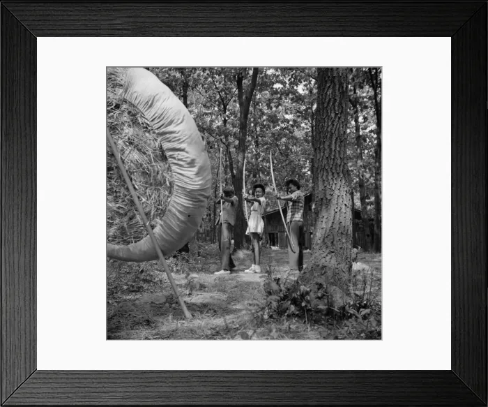 Framed Print : Practicing on the archery range at Camp Fern Rock, Bear Mountain, New York, 1943 Creator: Gordon Parks Framed Print : Practicing on the archery range at Camp Fern Rock, Bear Mountain, New York, 1943 Creator: Gordon Parks