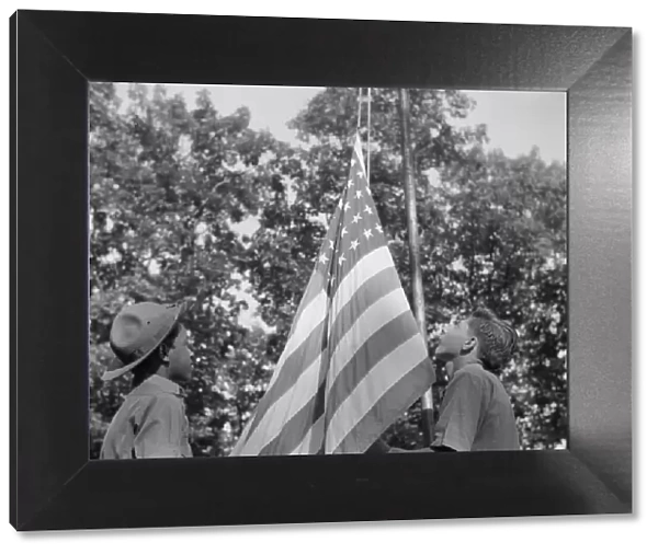 Raising Old Glory at Camp Nathan Hale, Southfields, New York, 1943 Creator: Gordon Parks