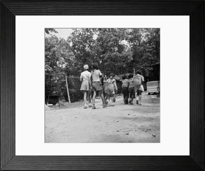 Framed Print : Campers leaving for a days hike at Camp Fern Rock, Bear Mountain, New York, 1943 Creator: Gordon Parks Framed Print : Campers leaving for a days hike at Camp Fern Rock, Bear Mountain, New York, 1943 Creator: Gordon Parks