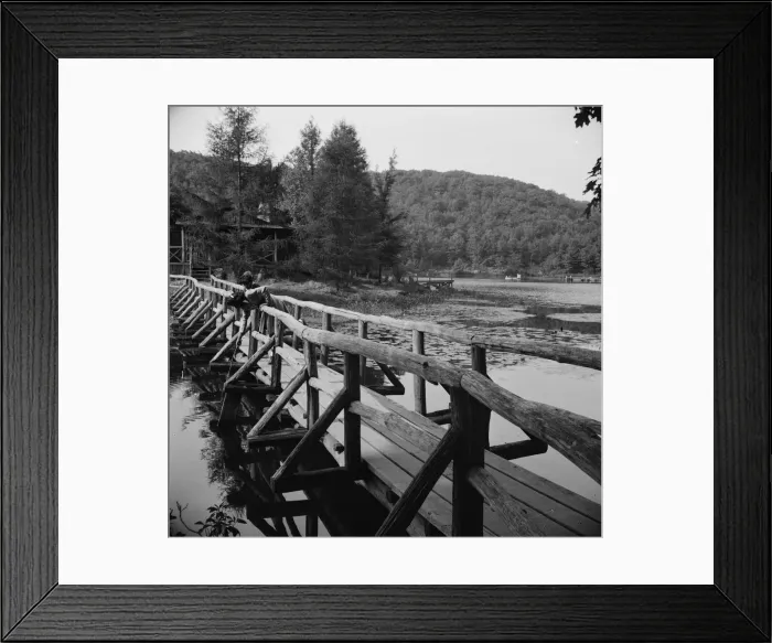 Framed Print : The view from the bridge at Camp Gaylord White and Ellen Marvin, Arden, New York, 1943. Creator: Gordon Parks Framed Print : The view from the bridge at Camp Gaylord White and Ellen Marvin, Arden, New York, 1943. Creator: Gordon Parks