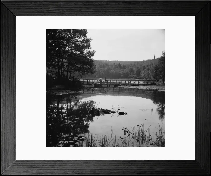 Framed Print : Bridge and background scenery, Camp Gaylord White, Arden, New York, 1943. Creator: Gordon Parks Framed Print : Bridge and background scenery, Camp Gaylord White, Arden, New York, 1943. Creator: Gordon Parks