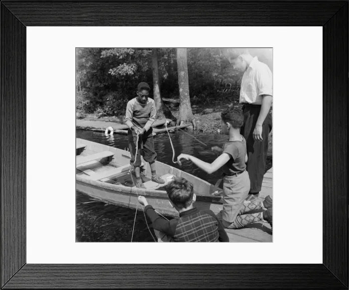 Framed Print : Fishing at Camp Nathan Hale, Southfields, New York, 1943. Creator: Gordon Parks Framed Print : Fishing at Camp Nathan Hale, Southfields, New York, 1943. Creator: Gordon Parks