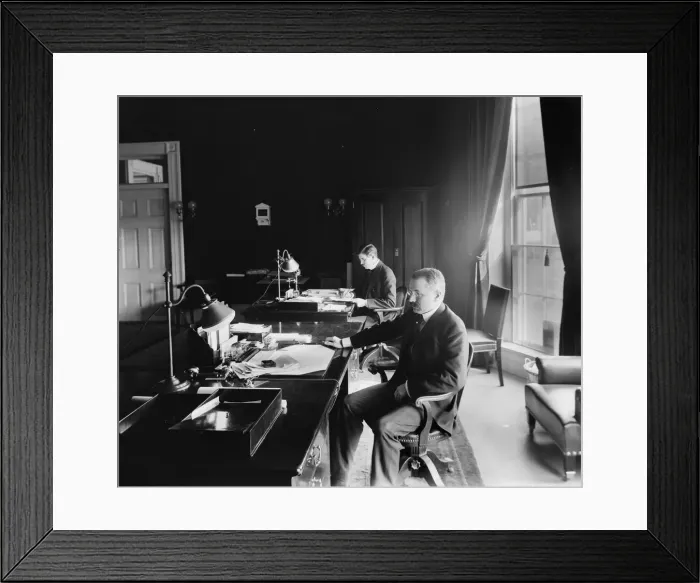 Framed Print : Cortelyou. Secty. Cortelyou and Barnes in office, between 1890 and 1910. Creator: Unknown Framed Print : Cortelyou. Secty. Cortelyou and Barnes in office, between 1890 and 1910. Creator: Unknown