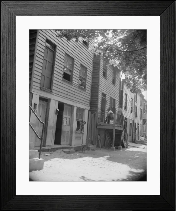 Framed Print : Rows of homes in the Southwest area, Washington, D. C, 1942. Creator: Gordon Parks