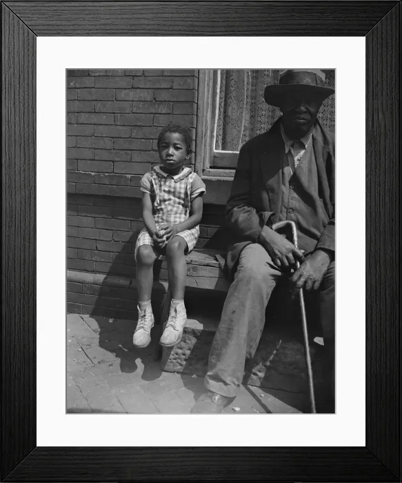Framed Print : Grandfather and grandchild who live on Seaton Road, Washington, D. C, 1942. Creator: Gordon Parks Framed Print : Grandfather and grandchild who live on Seaton Road, Washington, D. C, 1942. Creator: Gordon Parks