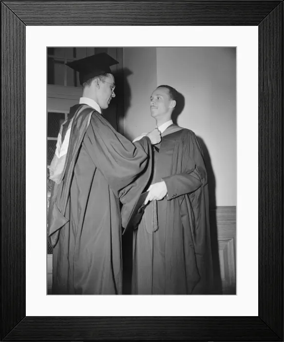 Framed Print : Young men preparing to receive degrees from Howard University, Washington, D. C, 1942. Creator: Gordon Parks Framed Print : Young men preparing to receive degrees from Howard University, Washington, D. C, 1942. Creator: Gordon Parks