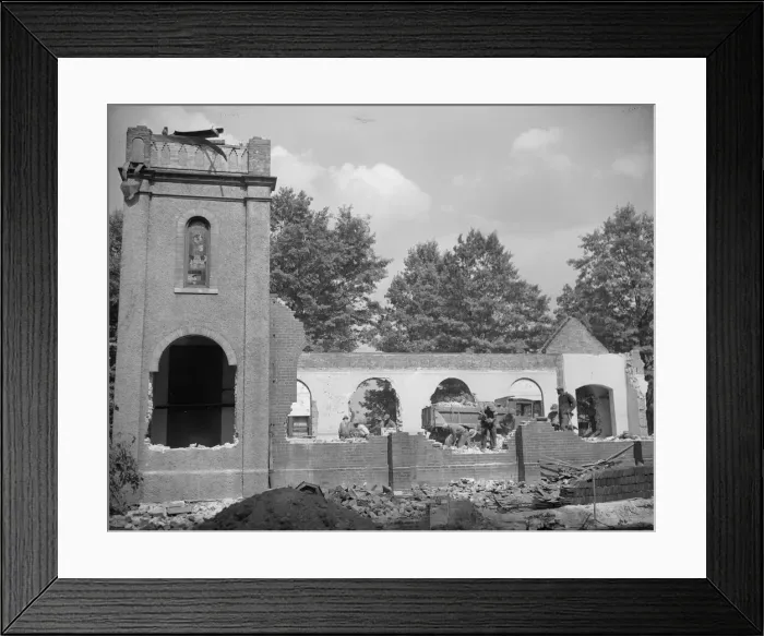 Framed Print : Laborers wrecking houses on Independence Avenue, Washington, D. C, 1942. Creator: Gordon Parks Framed Print : Laborers wrecking houses on Independence Avenue, Washington, D. C, 1942. Creator: Gordon Parks