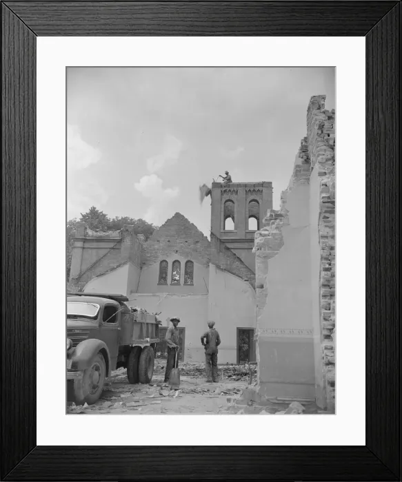 Framed Print : Loading debris from wrecked buildings on Independence Avenue, Washington, D. C, 1942. Creator: Gordon Parks Framed Print : Loading debris from wrecked buildings on Independence Avenue, Washington, D. C, 1942. Creator: Gordon Parks