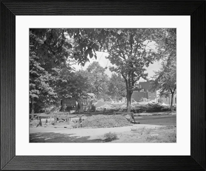 Framed Print : Wrecking buildings on Independence Avenue, Washington, D. C, 1942. Creator: Gordon Parks Framed Print : Wrecking buildings on Independence Avenue, Washington, D. C, 1942. Creator: Gordon Parks