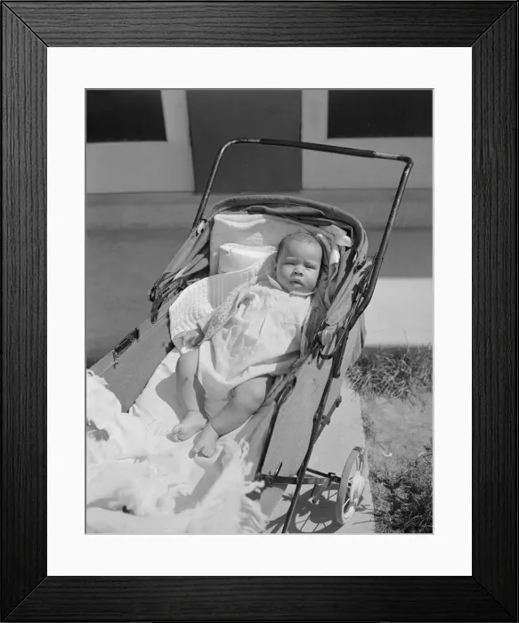 Framed Print : Baby taking a sun bath, Frederick Douglass housing project, Anacostia, D. C. 1942. Creator: Gordon Parks Framed Print : Baby taking a sun bath, Frederick Douglass housing project, Anacostia, D. C. 1942. Creator: Gordon Parks