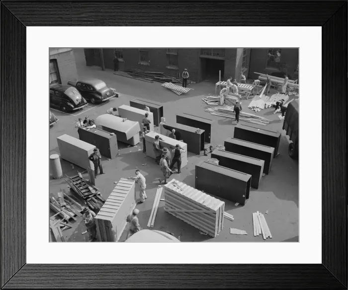 Framed Print : Possibly: United States government workers and carpenters making crates... Washington, D.C. 1942. Creator: Gordon Parks Framed Print : Possibly: United States government workers and carpenters making crates... Washington, D.C. 1942. Creator: Gordon Parks