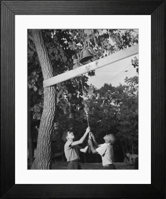 Framed Print : Dinner bell, Camp Nathan Hale, Southfields, New York, 1943 Creator: Gordon Parks Framed Print : Dinner bell, Camp Nathan Hale, Southfields, New York, 1943 Creator: Gordon Parks