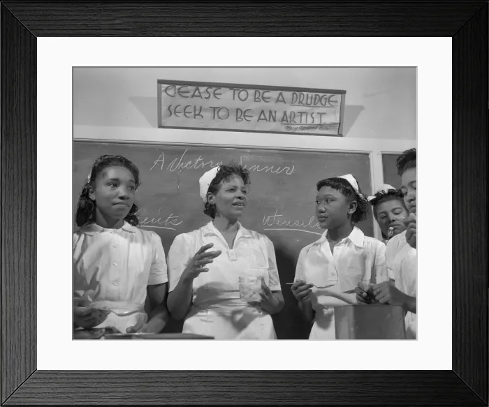Framed Print : Students in the home economics class, Daytona Beach, Florida, 1943. Creator: Gordon Parks Framed Print : Students in the home economics class, Daytona Beach, Florida, 1943. Creator: Gordon Parks