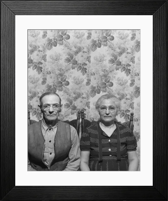 Framed Print : Mr. and Mrs. Joseph Lopez. They have two boys in the armed... Gloucester, Massachusetts, 1943. Creator: Gordon Parks Framed Print : Mr. and Mrs. Joseph Lopez. They have two boys in the armed... Gloucester, Massachusetts, 1943. Creator: Gordon Parks