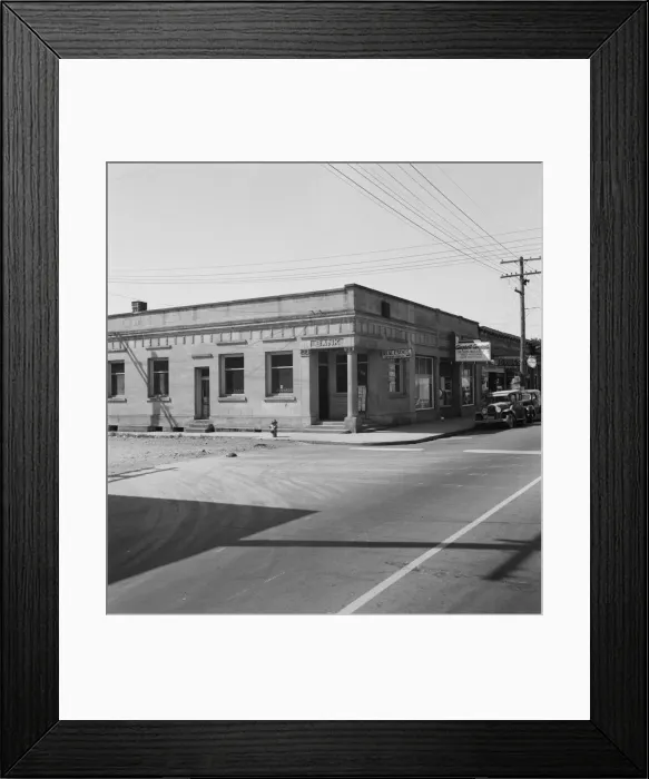 Framed Print : Corner of main street, Tenino, Thurston County, Western Washington. Creator: Dorothea Lange Framed Print : Corner of main street, Tenino, Thurston County, Western Washington. Creator: Dorothea Lange