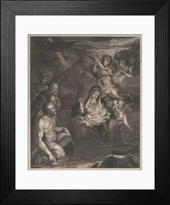 Framed Print : Adoration of the shepherds, 1500-1600. 1500-1600. Creator: Anon Framed Print : Adoration of the shepherds, 1500-1600. 1500-1600. Creator: Anon