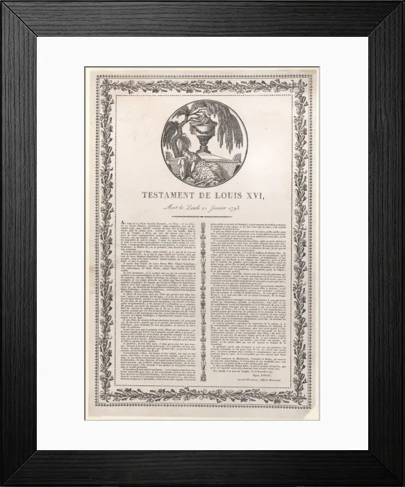 Framed Print : The last words of Louis XVI (Testament de Louis XVI), 1793-1800. 1793-1800. Creator: Anon Framed Print : The last words of Louis XVI (Testament de Louis XVI), 1793-1800. 1793-1800. Creator: Anon