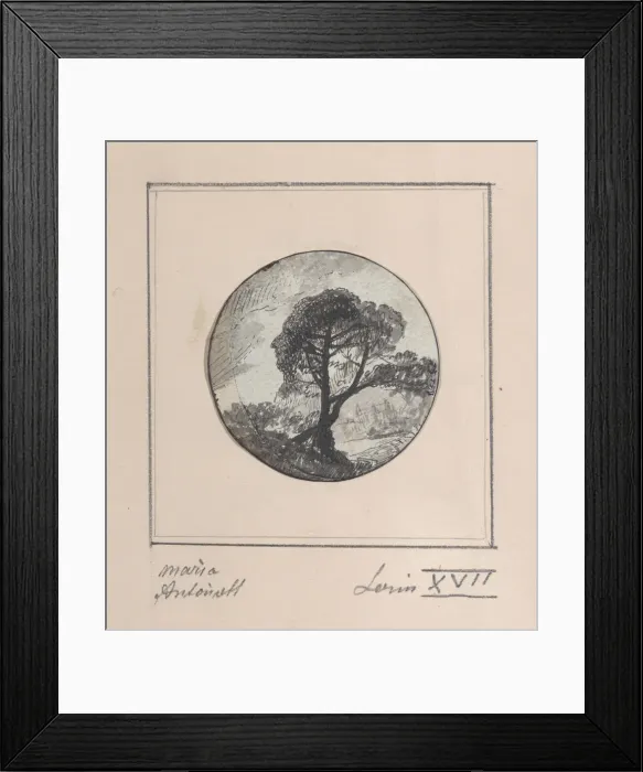 Framed Print : Landscape with hidden silhouettes of Marie Antoinette and the Dauphin, 1794-1815. 1794-1815. Creator: Anon Framed Print : Landscape with hidden silhouettes of Marie Antoinette and the Dauphin, 1794-1815. 1794-1815. Creator: Anon