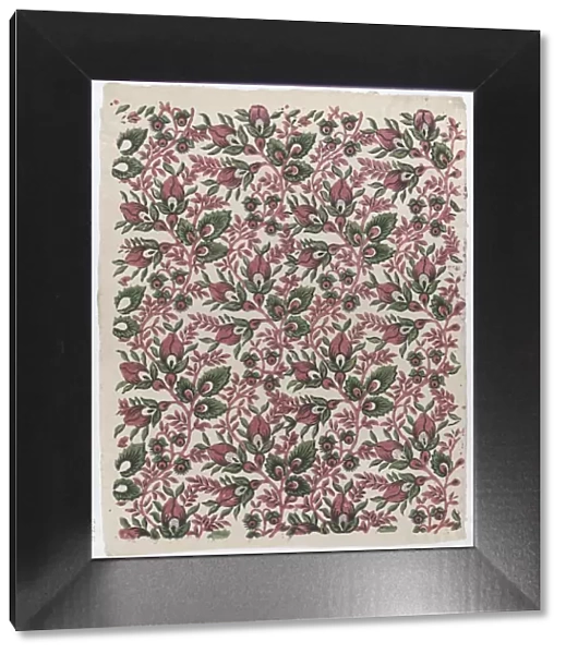 Sheet with overall floral and vine pattern, late 18th-mid-19th century. late 18th-mid-19th century. Creator: Anon