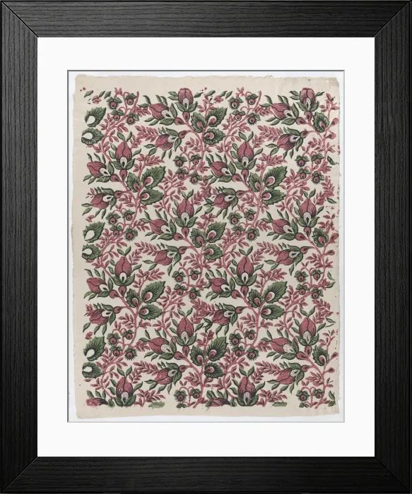 Framed Print : Sheet with overall floral and vine pattern, late 18th-mid-19th century. late 18th-mid-19th century. Creator: Anon Framed Print : Sheet with overall floral and vine pattern, late 18th-mid-19th century. late 18th-mid-19th century. Creator: Anon