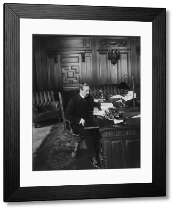 Framed Print : Herbert Putnam in his office. Librarian of Congress, between 1890 and 1910. Creator: Unknown