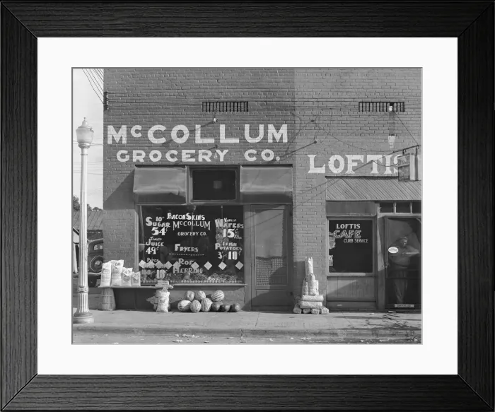 Framed Print : Grocery store, Greensboro, Alabama, 1936. Creator: Walker Evans Framed Print : Grocery store, Greensboro, Alabama, 1936. Creator: Walker Evans