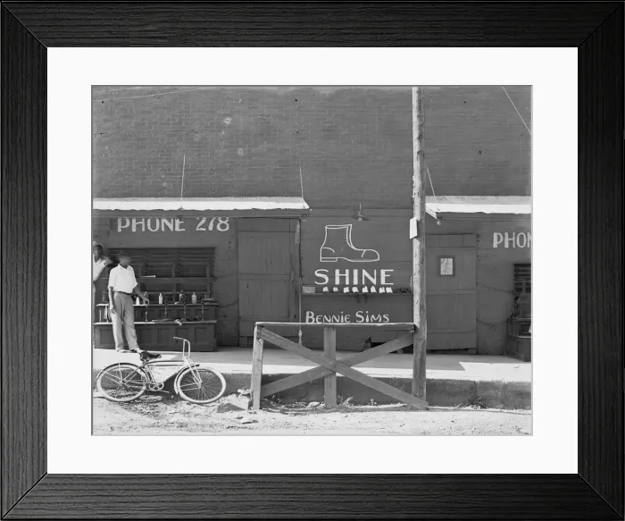 Framed Print : Shoeshine stand, Southeastern U. S. 1936. Creator: Walker Evans Framed Print : Shoeshine stand, Southeastern U. S. 1936. Creator: Walker Evans