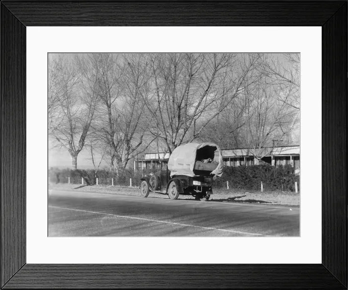 Framed Print : Texans earning their way westward, bound for a new start in Oregon, US 99, California, 1935. Creator: Dorothea Lange Framed Print : Texans earning their way westward, bound for a new start in Oregon, US 99, California, 1935. Creator: Dorothea Lange