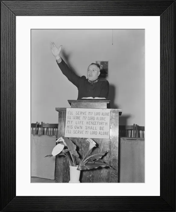 Framed Print : Preaching Salvation, Salvation Army, San Francisco, California, 1939. Creator: Dorothea Lange Framed Print : Preaching Salvation, Salvation Army, San Francisco, California, 1939. Creator: Dorothea Lange