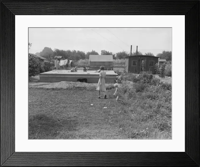 Framed Print : Progressive housing on half acre in Yakima shacktown, Yakima, Washington, 1939. Creator: Dorothea Lange Framed Print : Progressive housing on half acre in Yakima shacktown, Yakima, Washington, 1939. Creator: Dorothea Lange