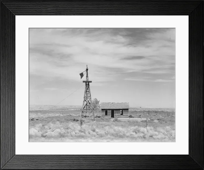 Framed Print : Deserted dryland farm in the Columbia Basin, south of Quincy, Grant County, Washington, 1939. Creator: Dorothea Lange Framed Print : Deserted dryland farm in the Columbia Basin, south of Quincy, Grant County, Washington, 1939. Creator: Dorothea Lange