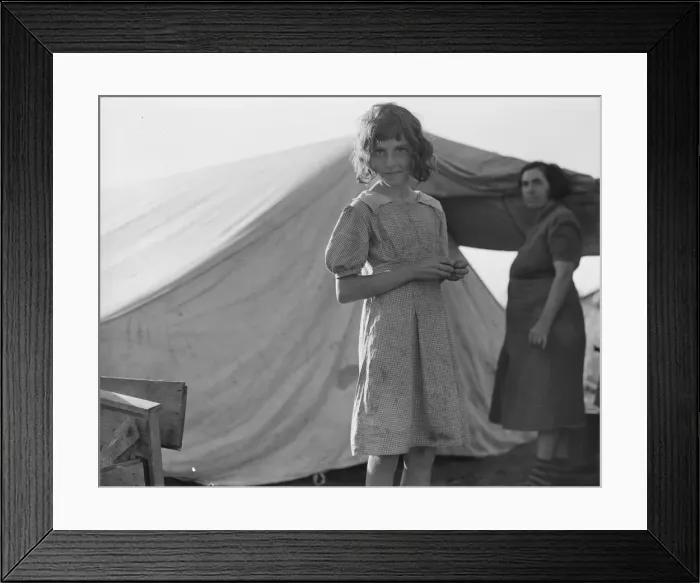 Framed Print : Possibly: Migratory child in camp... Bean pickers camp near West Stayton, Oregon, 1939. Creator: Dorothea Lange Framed Print : Possibly: Migratory child in camp... Bean pickers camp near West Stayton, Oregon, 1939. Creator: Dorothea Lange