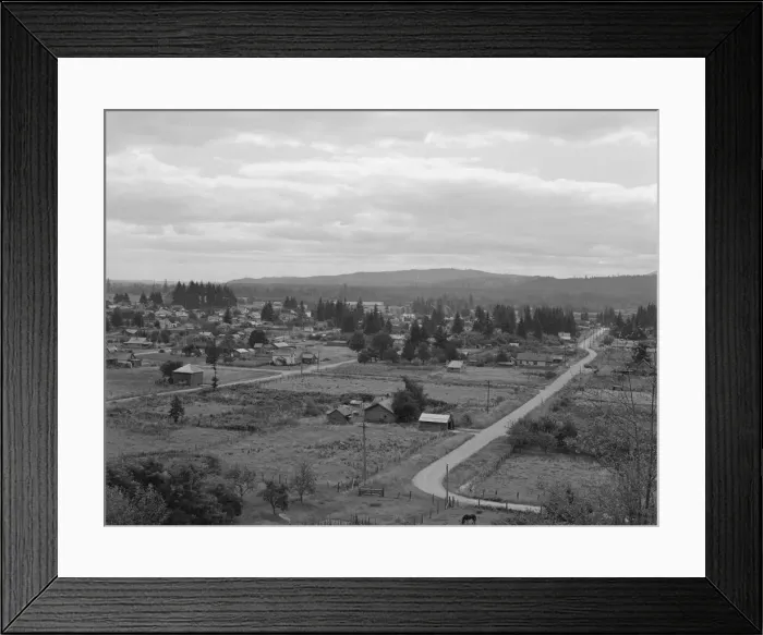 Framed Print : The town of Elma, western Washington - population 1, 545, 1939. Creator: Dorothea Lange Framed Print : The town of Elma, western Washington - population 1, 545, 1939. Creator: Dorothea Lange