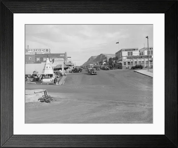 Framed Print : Approaching main street of boom construction town... Coulee City, Grant County, Washington, 1939. Creator: Dorothea Lange Framed Print : Approaching main street of boom construction town... Coulee City, Grant County, Washington, 1939. Creator: Dorothea Lange