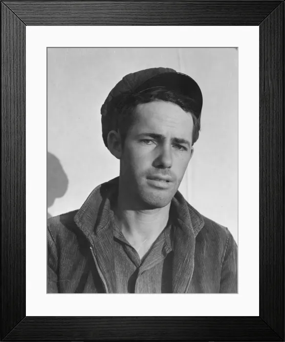 Framed Print : Son-in law of migratory family in FSA labor camp, Calipatria, Imperial Valley, California, 1939. Creator: Dorothea Lange Framed Print : Son-in law of migratory family in FSA labor camp, Calipatria, Imperial Valley, California, 1939. Creator: Dorothea Lange