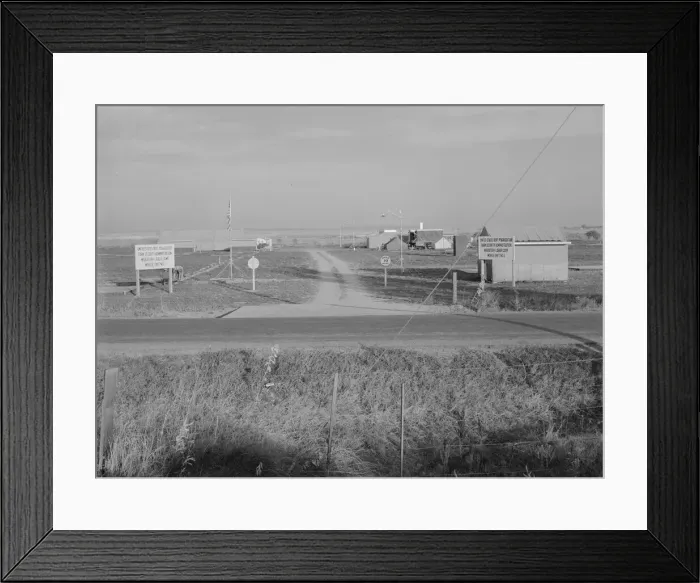 Framed Print : Entrance to Nyssa Farm family labor camp, FSA mobile unit... 1, Near Nyssa, Oregon, 1939. Creator: Dorothea Lange Framed Print : Entrance to Nyssa Farm family labor camp, FSA mobile unit... 1, Near Nyssa, Oregon, 1939. Creator: Dorothea Lange
