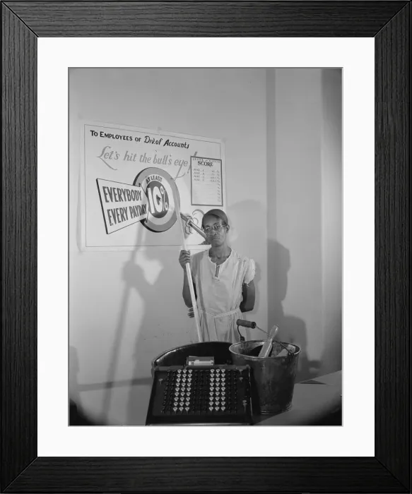 Framed Print : Government charwoman who provides for a family of six on her salary... Washington, D.C. 1942. Creator: Gordon Parks Framed Print : Government charwoman who provides for a family of six on her salary... Washington, D.C. 1942. Creator: Gordon Parks