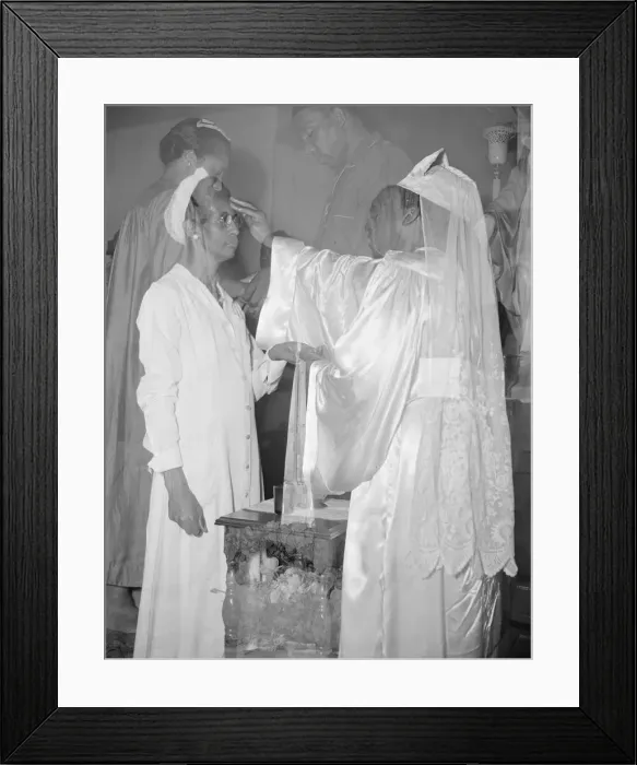 Framed Print : Mrs. Ella Watson, a government charwoman, receiving annointment... Washington, D.C. 1942. Creator: Gordon Parks Framed Print : Mrs. Ella Watson, a government charwoman, receiving annointment... Washington, D.C. 1942. Creator: Gordon Parks