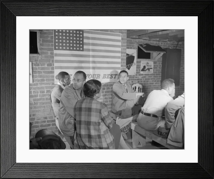 Framed Print : Air raid wardens meeting in zone nine, Southwest area, Washington, D. C, 1942. Creator: Gordon Parks