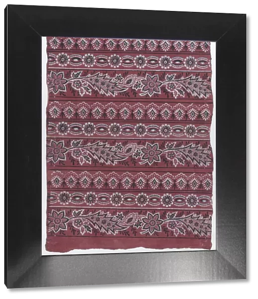 Sheet with three borders with paisley and floral patterns, late 18th... late 18th-mid-19th century. Creator: Anon