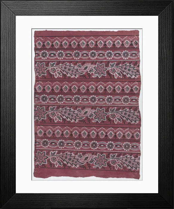 Framed Print : Sheet with three borders with paisley and floral patterns, late 18th... late 18th-mid-19th century. Creator: Anon Framed Print : Sheet with three borders with paisley and floral patterns, late 18th... late 18th-mid-19th century. Creator: Anon