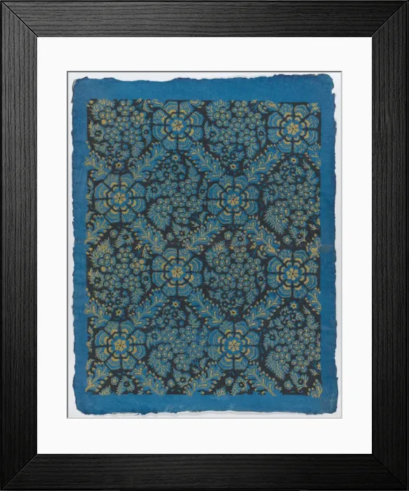 Framed Print : Sheet with overall black and gold floral pattern, late 18th-mid-19th... late 18th-mid-19th century. Creator: Anon Framed Print : Sheet with overall black and gold floral pattern, late 18th-mid-19th... late 18th-mid-19th century. Creator: Anon