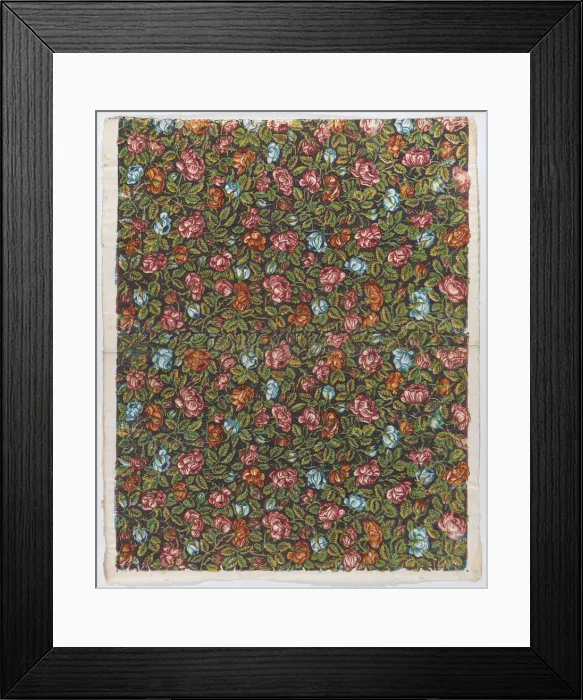 Framed Print : Sheet with overall floral pattern on a dark background, late 18th-mi... late 18th-mid-19th century. Creator: Anon Framed Print : Sheet with overall floral pattern on a dark background, late 18th-mi... late 18th-mid-19th century. Creator: Anon
