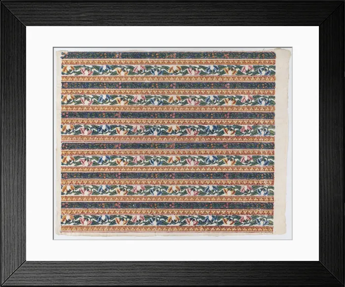 Framed Print : Sheet with six borders with vines and flower designs, late 18th-mid-... late 18th-mid-19th century. Creator: Anon Framed Print : Sheet with six borders with vines and flower designs, late 18th-mid-... late 18th-mid-19th century. Creator: Anon