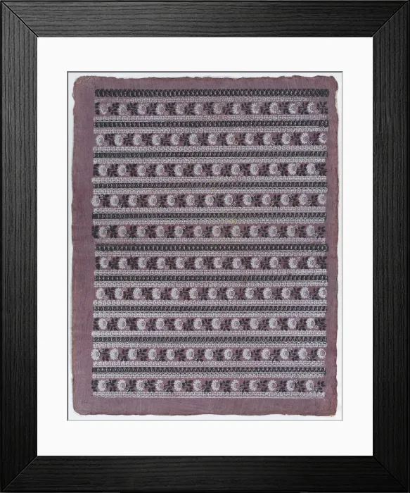 Framed Print : Sheet with ten borders with floral patterns on purple background, la... late 18th-mid-19th century. Creator: Anon Framed Print : Sheet with ten borders with floral patterns on purple background, la... late 18th-mid-19th century. Creator: Anon